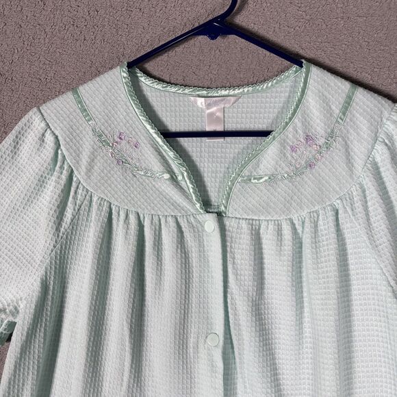 Adonna Sleepwear Nightgown Muumuu Women’s Size M Waffle Knit Teal House Dress - Picture 4 of 14